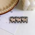 Beige and black cartoon cat hair clip with Barrette La France text variant - Light Coffee Dog