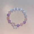 Pastel beaded bracelet with cat eye stones and a silver butterfly charm for women - Cat's Eye Crystal Butterfly Elastic Bracelet