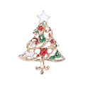 Festive Christmas tree brooch with colorful enamel details on a gold metal base - Christmas Tree