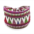 Bohemian mandala flower headband featuring vibrant tribal geometric patterns in multi-color - Style 76