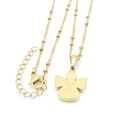 Collana con pendente angelo dorato con incisione lettera X e catena a sfere regolabile - Lettera X (KN196936-K)
