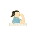 Stronger than you think enamel brooch featuring a powerful female athlete lifting weights - Woman Power