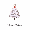 White and gold Christmas tree enamel pendant with red star, size 18mm x 26.8mm - 42# Christmas Tree