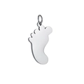 Close-up of polished silver stainless steel footprint charm with a glossy mirror finish - Steel Color (Single Hole)