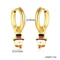 Golden Christmas snowman hoop earrings for women with festive red and green enamel charms - Snowman Hoop Earrings (EA5A980MG)