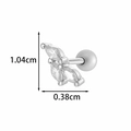 Silver flower cartilage piercing earring with three marquise zircons and ball screw back - Leaf Shape Style (2604-8#) / Silver