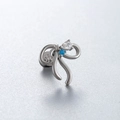 Bow-shaped silver titanium steel cartilage stud earring with blue and clear gemstones - Bow Knot Style (A57-5#)