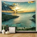 Détail de la tapisserie bohème de coucher de soleil sur la plage dans un intérieur - Coucher de soleil sur la baie tropicale (GT109615) / 73X95CM (Brossé Transfrontalier)