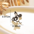 Black snake screw earring with zircon stone and size dimensions 0.91cm by 0.99cm - White Zirconia Style (Single Piece)