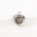 Close-up of heart-shaped stainless steel pendant base with inlay groove for DIY jewelry - Silver Single Hole Heart Pendant Base (KLJ659-Z)