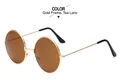 Classic round sunglasses with a gold metal frame and tea colored lenses for women - Gold Frame Tea Lens