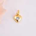 Ciondolo a cuore dorato con zircone trasparente e gancio rotondo su sfondo bianco - Zirconia Trasparente