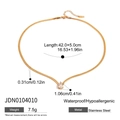 Gold stainless steel teardrop rhinestone necklace with adjustable 42cm chain link - Golden Teardrop Pendant Necklace(JDN0104010)