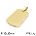 Goldener rechteckiger Edelstahl-Anhänger, 35x22mm hochglanzpoliert und gravierbar - Nur Anhänger / Gold