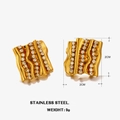 Boucles d'oreilles carrées en or et zircon, acier inoxydable, taille 2cm x 2cm, 9g - Boucles d'oreilles géométriques polies - Or