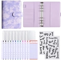 A6 binder set in purple crocodile texture PU leather with zipper bags and budget sheets - Standard Set - Purple Crocodile