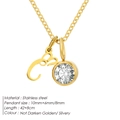Vergulde roestvrijstalen ketting met letter E en een ronde geboortesteen hanger - Letter C / Goud