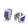Orecchini a cerchio in acciaio inossidabile argento con strass blu dal design moderno - Tonalità Argento Zircone Blu (KE108257-TGD)