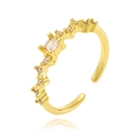 Elegant gold-plated open ring featuring a square zircon stone and micro-paved crystal accents - Adjustable Open / Square Gemstone Design (J-1197)