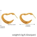 Polished heart-shaped U-shaped triple-layer earrings in gold-tone stainless steel - Three-Layer Heart Geometric Earrings / Gold