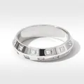 Silver stainless steel ring with square set cubic zirconia stones in geometric design - US 6 / Silver (PBJ377)