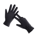 Gants d'hiver thermiques noirs avec nœud élégant au poignet et fonction écran tactile - Bord De Jupe À Nœud De-rong / Noir