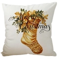 Christmas pillowcase featuring a gold stocking with Merry Christmas print on cream fabric - 45x45cm Single-sided Linen No Insert / Beige-Christmas Stocking