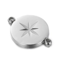 Vue détaillée du pendentif en acier inoxydable argenté avec étoile et anneaux doubles - Style 15mm Double Boucle (KLJ3858-Z)