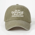 Detailed close-up of khaki green washed cotton baseball cap with white printed text - Dark Khaki