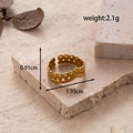 Adjustable gold crown-style open ring with hollow wave patterns, weight 2.1g and width 0.91cm - MN402-Hollow Wave / Gold