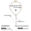 Detailed measurement guide for 18K gold plated Y-shape stainless steel necklace dimensions - JDN0306027-Minimalist Long Pendant
