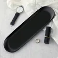 Extra large matte black oval stainless steel jewelry tray for luxury desktop storage - Stainless Steel / Extra Large / Oval Black (30*9.5cm)