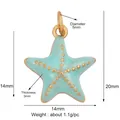 Sky blue enamel starfish charm pendant in gold plating for summer beach jewelry - Mint Green Starfish