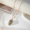 Gold plated shell pendant necklace with a natural grey sea shell and gold bead chain - Grey Natural Shell