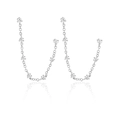 Close-up of silver chain earrings with zircon tassels on a white background with reflection - Chain Zirconia Threader (JQH0155-SS)