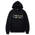 Felpa con cappuccio nera oversize con stampa 'Who let me have fun?' e stelle - S / Nero