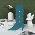 Teal high heel shaped jewelry stand with velvet finish for necklace display and storage - Green Velvet