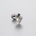 Titanium steel stud earring with purple zircon heart butterfly and iridescent gemstone - Iridescent Star Flower Style (A29-1#)