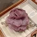 Elegant dusty rose fabric lily flower hair claw clip with pearls and rhinestones decoration - Purple Flower Pearl Claw Clip (123#)