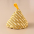 Japanese style yellow triangular pot lid handle cover with white wave patterns - Yellow Wave Pot Lid Hat (120°C Heat Resistant)