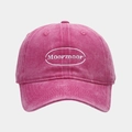 Détail de la casquette de baseball en coton lavé rose avec broderie Moormoor nette - Rose Rouge