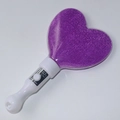 Purple heart-shaped LED glow stick with glitter finish and white handle for parties - Heart / Purple