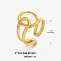 Anillo ajustable de acero inoxidable chapado en oro de 18K con diseño multicapa - Anillo Geométrico Dorado