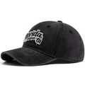 Vintage washed dark grey cotton baseball cap with Florida Original 01 embroidery - Adjustable / Black