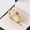 Anello lussuoso placcato oro 18K con doppia fila di zirconi in scatola regalo - Taglia Unica(Regolabile) / Zircone Bianco