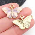 Bunter Schmetterling-Anhänger aus Legierung mit rosa-lila Emaille und Goldfinish - Rosa-Violetter Zweifarbiger Schmetterling (17x24 mm)