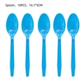 Set of 10 blue disposable spoons for little duck themed birthday party decorations - Blue Plastic Spoons