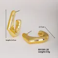 Polished gold chunky J-hoop earrings measuring 2.47cm by 2.11cm and weighing 3.0g - Gold Heavy J-shape (E01595-20)