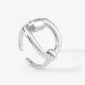 Bague ouverte argentée avec design de chaîne en fer à cheval et taille ajustable pour femme - Bague en Argent (BP776)