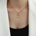 Elegante 18k gouden tulpenbloem hanger ketting met Figaro schakelketting voor dames - 40+5cm / Goud